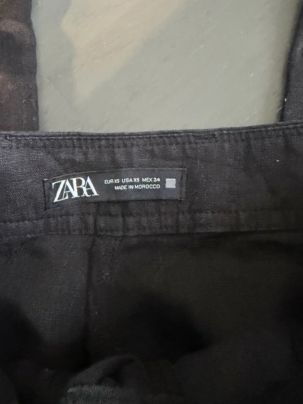 Zara Black Wide-Leg Linen-Blend Pants XS